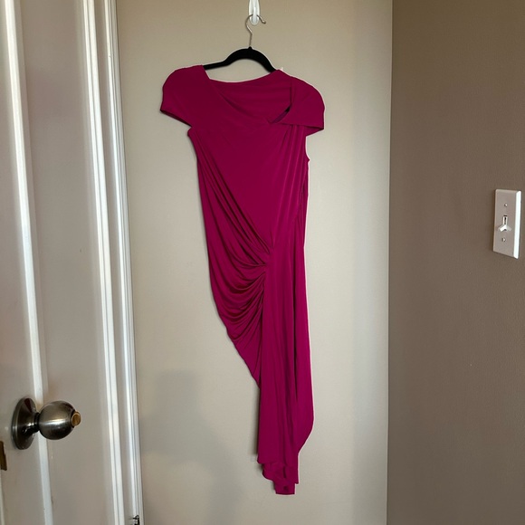 Donna Karan Fuschia Ruched Off the shoulder maxi dress - Picture 5 of 7